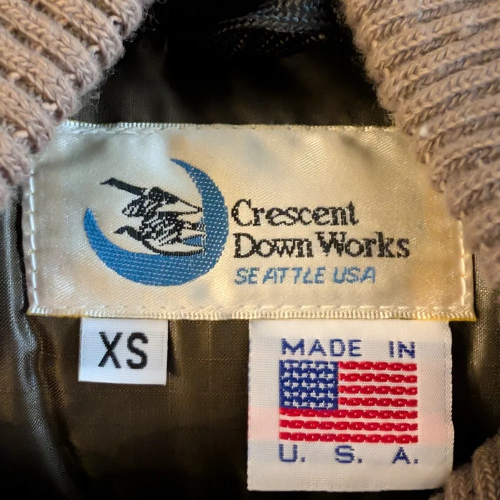 RARE Crescent Down Works Wool Goose Down Bomber Jacket Gray Size XS Made in USA - Picture 3 of 7